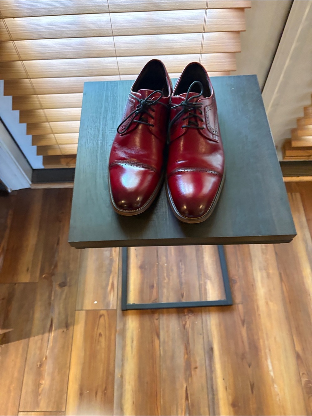 Stacy Adams Men's Burgundy Cap-Toe Leather Oxfords